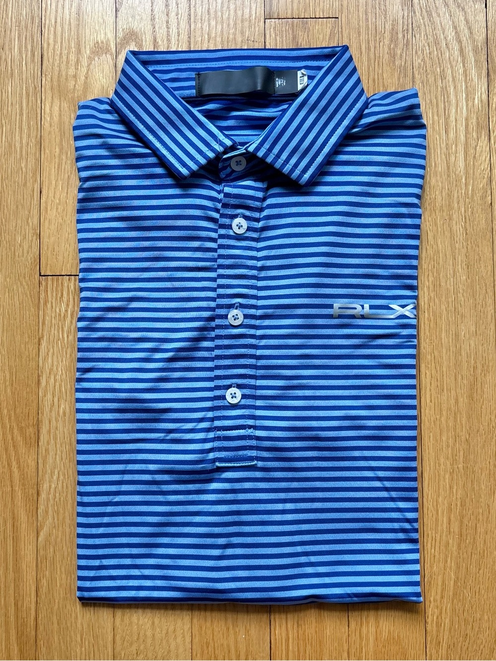 RLX Ralph Lauren Men’s Short Sleeve Golf Polo Shirt Medium Blue Stripes